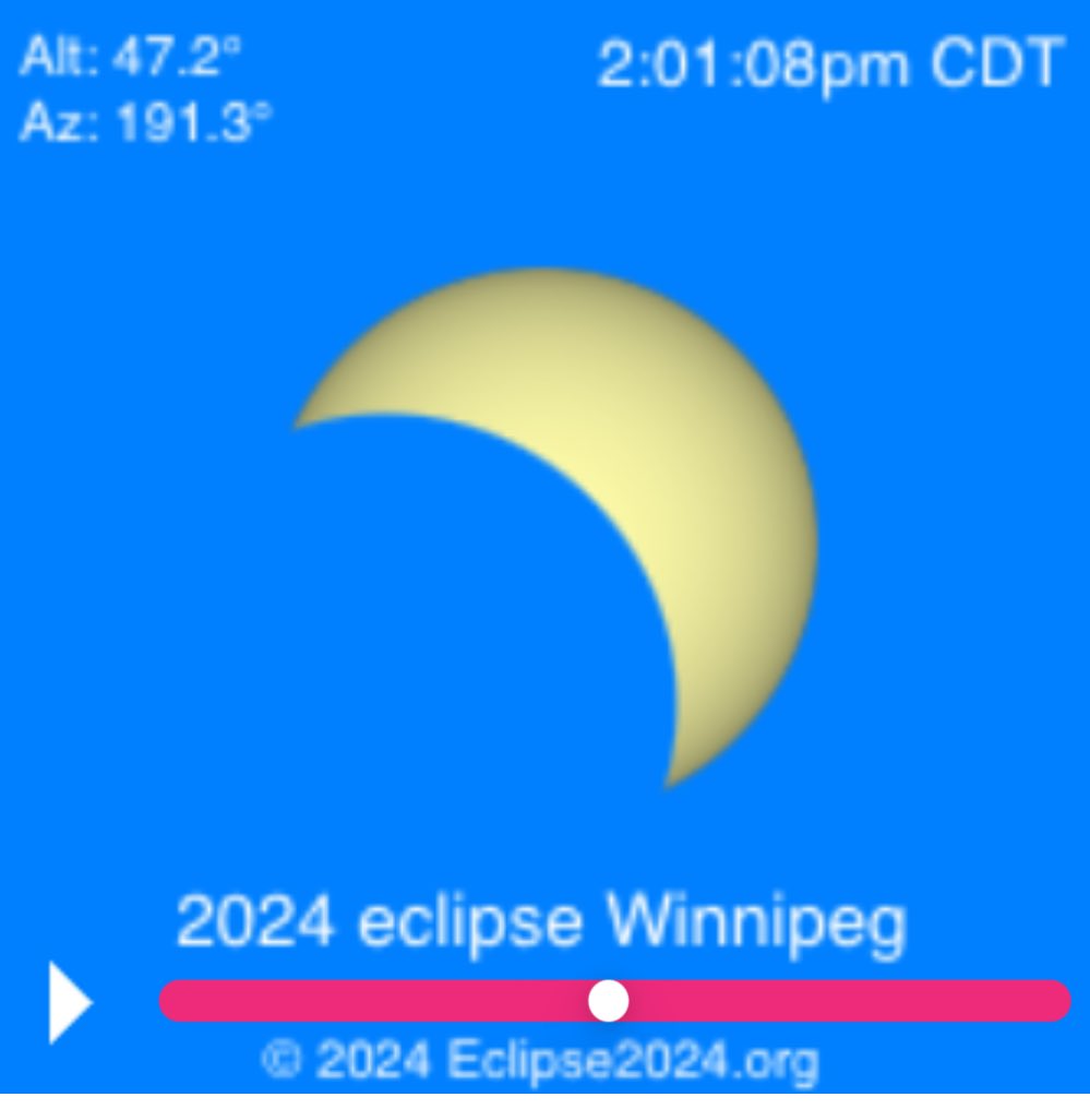 🌌 As we anticipate the eclipse peaking at 2:00 PM CDT on April 8th with a 62% magnitude over Winnipeg, I’m curious: What are your class or group plans for viewing this celestial event? Share your unique ideas and setups for experiencing the eclipse! 🌒 #Eclipse2024 #Education