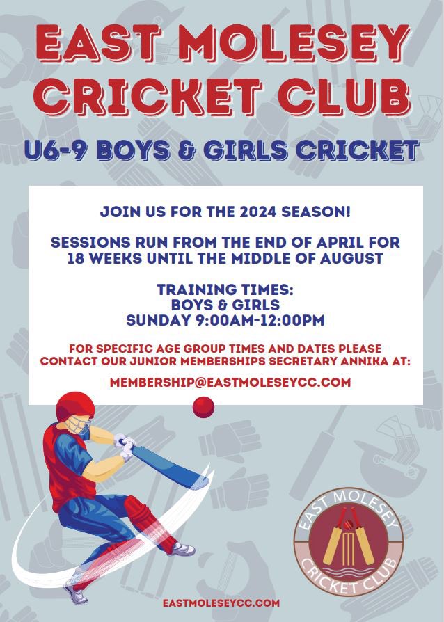 Brilliant opportunity for all our keen cricket players 💛💙 Sign up today <a href="/EastMoleseyCC/">East Molesey Cricket Club 🏆🏆🏆</a> 🏏