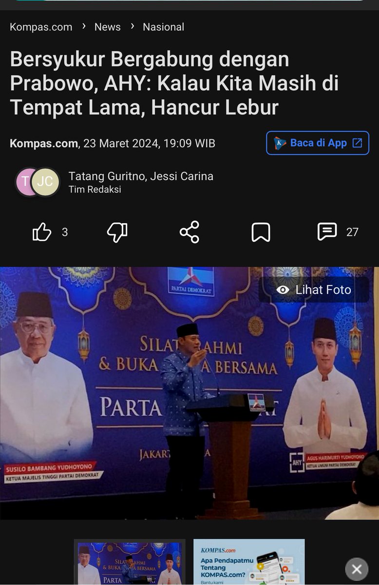 Just Info aja ya, ini perolehan kursi Partai Pengusung Koalisi Perubahan :

- PKB dari 58 naik 10 jadi 68 kursi
- Nasdem dari 59 naik 11 jadi 70 kursi
- PKS dari 50 naik 3 jadi 53 kursi

Sementara <a href="/PDemokrat/">Partai Demokrat</a> justru hilang 9 kursi dari 54 ke 45 kursi. Jadi yg dimaksut ketum