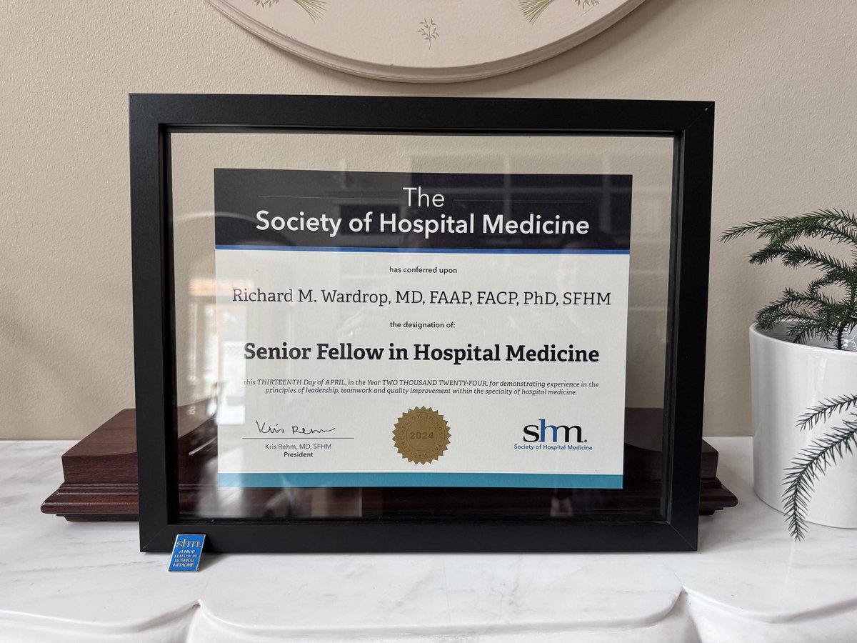 Thank you @SocietyHospMed for the recognition and lapel pin! Looking forward to wearing it at #SHMConverge2024! #HowWeHospitalist