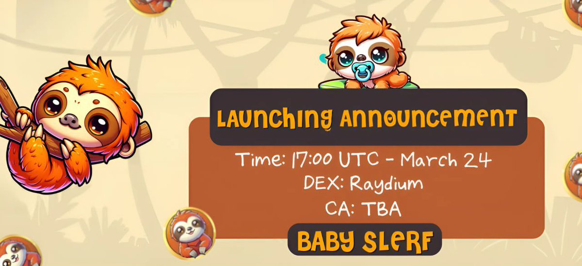 $BSLERF Launch Details:
Launching Time: 17:00 UTC, March 24, 2024
Platform: Raydium
Ca: TBA
Tax : 0/0

100% of LP burned at launch 🔥
Lock LP + CA rennounced after launch

Drop your sol wallet for surprise 👇