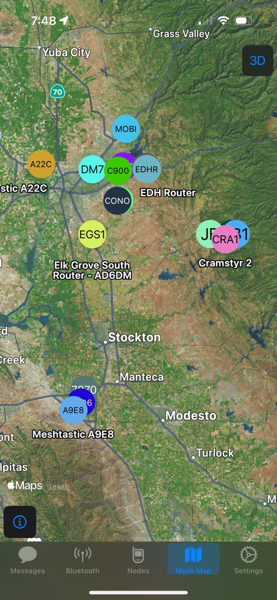 The Sacramento Valley #Meshtastic node count is steadily increasing. I've been in contact with a few others now and guess what? They all happen to be #hamradio operators 😜