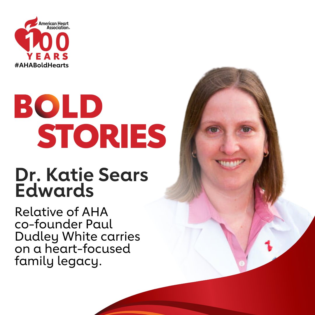 Cardiac psychologist Katie Sears Edwards never knew cardiology legend Paul Dudley White, but she feels her distant relative's influence. Read more about this AHA volunteer's connections to one of our founding fathers. spr.ly/6013kZRTX #AHABoldHearts