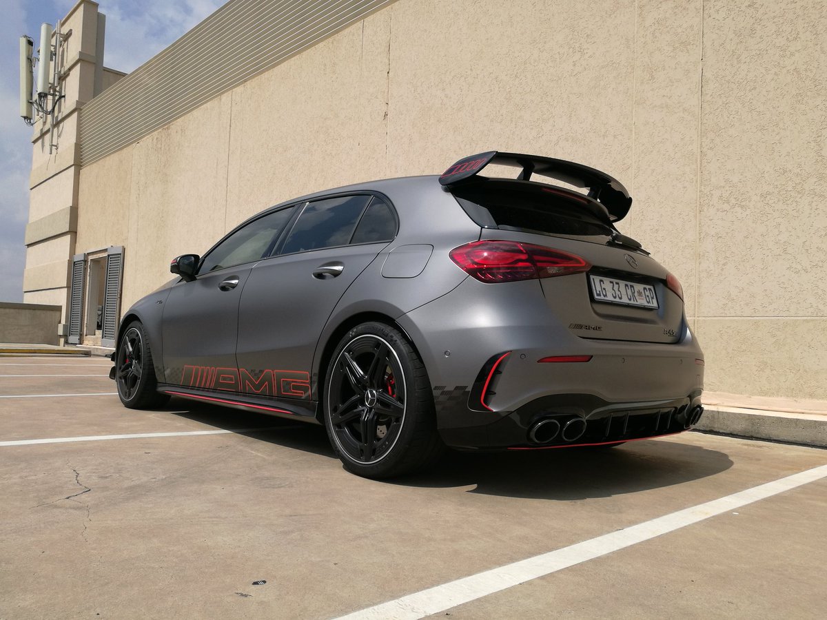 Moments with the Mercedes-AMG A 45 S, the world's most potent series production hatch. Don't believe it? Try 310kW, 500Nm and a claimed 0-100km/h dash of 3.9 seconds. Cc @MphoMaboi_ @SetshabaMashigo