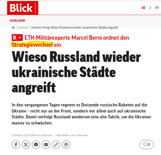 Wright_Sandro's tweet photo. Ich habe Fragen! Der sogenannte ETH-Militärexperte, was das auch immer sein soll, der stets in der gut-sozialistischen "Alpen-Prawda Blick" zum #Ukrainekrieg angefragt wurde, ordnet den "Strategiewechsel" #Russlands also ein. Hört hört! Wenn doch der #Eperte zu den Guten, also den #Ukrainefans, gehört, wie kann er dann über einen allfälligen #Strategiewechsel Russlands "Bescheidwissen"? Eigentl. kann der Experte doch nur über einen Strategiewechsel unterrichtet sein, hat er die Informationen direkt aus #Moskau, was aber wieder doof ist/wäre, ist in gewissen Umgebungen eine gewisse #Gesinnung, so meine Beobachtung dieser Tage, gefragt. *hüstel* Coronakomisch, oder?! Ich frage mich, ob den Leuten eigentl. auffällt, wie verwirrt sie teils auftreten, und wie widersprüchlich ihre Geseiere ist?! ;)
https://t.co/naGQUdFvks