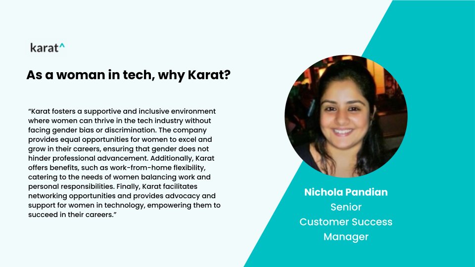 We’re proud to celebrate the Karateers who unlock opportunities in tech and around the world!✨ 🥕 Meet Nichola, our senior customer success manager. Adding 15+ years of experience to the Karat team, she's a trusted advisor to end users and leaders alike. #WomensHistoryMonth