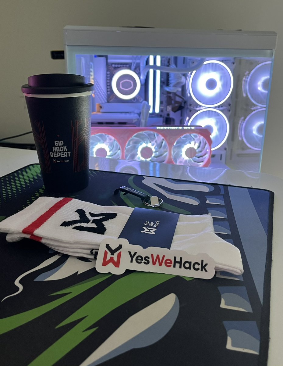 Thanks for the swag 🧦 ☕️ <a href="/yeswehack/">YesWeHack ⠵</a>