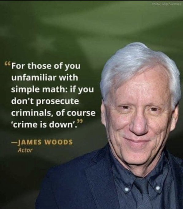 Biden claims crime is down in every category. I say BS! Do you agree with James Woods?