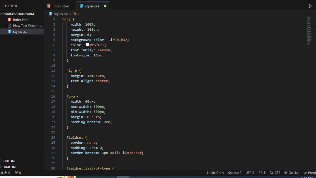 SyntaxSam405's tweet image. Day 06 of my journey. Learned more CSS concepts like margin, background color, and text color etc. 
Created a simple website using basic HTML and CSS. 
Here is the link to it: 
registration-form-by-usama.netlify.app

Feeling accomplished! Excited for tomorrow.

#codingjourney 
#webdevelopment