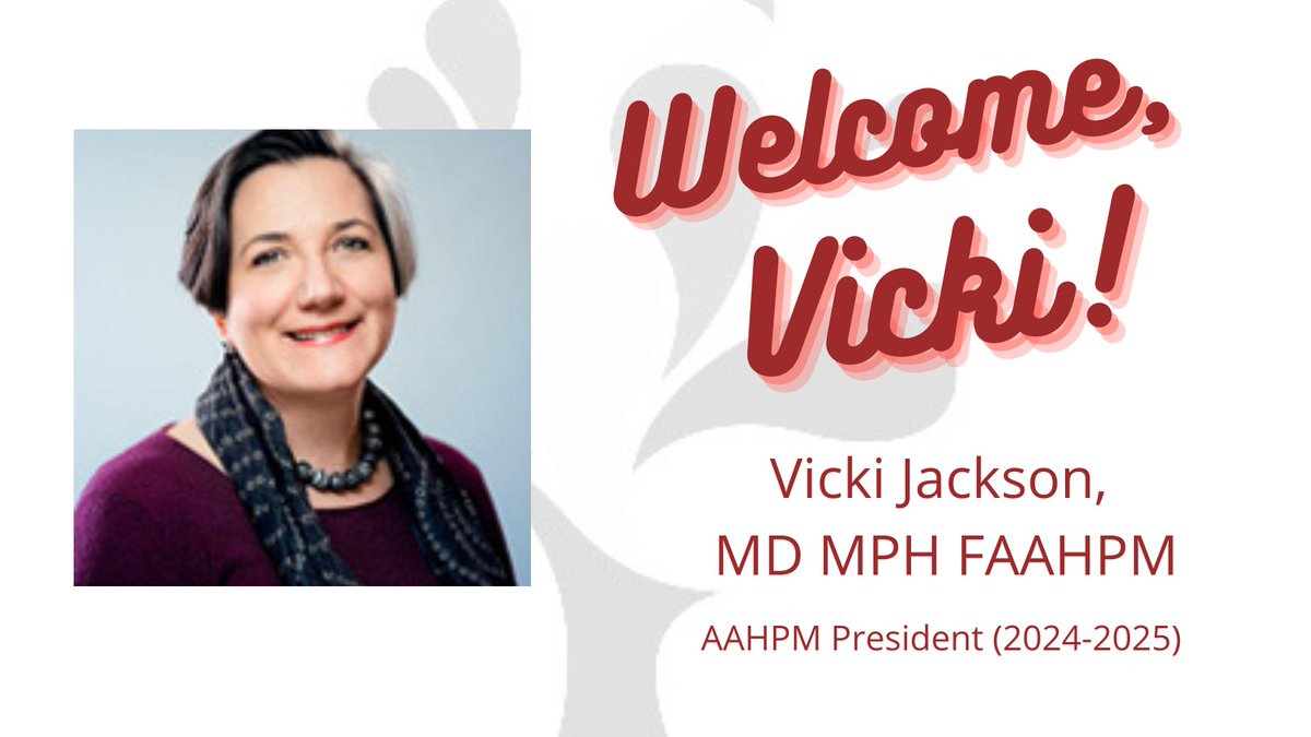 Join AAHPM in welcoming Dr. Vicki Jackson as the new AAHPM Board President for 2024-2025! We are excited to see the positive impact she will have in the year ahead. #hacp24 #sots24
