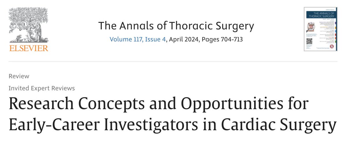 🧾✍️ A piece to provide guidance and key principles to early career cardiac surgeons/trainees with interest in #research #cardiacsurgery #clinicalresearch
@annalsthorsurg

annalsthoracicsurgery.org/article/S0003-…