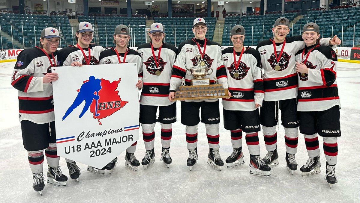 Congratulations to the <a href="/MonctonFlyers/">Moncton Major U18 Flyers</a> and to our former Hawks! Good luck at Atlantics!
Félicitations aux <a href="/MonctonFlyers/">Moncton Major U18 Flyers</a> et à nos anciens Hawks ! Bonne chance aux Atlantiques!