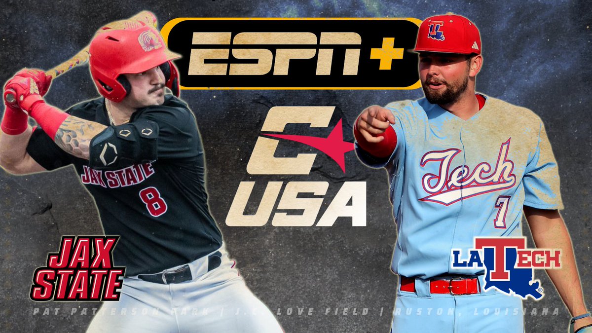 Doubleheader day at the Love Shack! @MamaLuvsManning and I will bring you every pitch from Ruston. ⚾ @ConferenceUSA 🐔 @JaxStateBB at 🐶 @LATechBSB 🕐 1 pm 📺 @ESPNPlus 📱 @ESPN app 🖥️ espn.com/watch #StayCocky #HBTD #NoLimitsOnUs