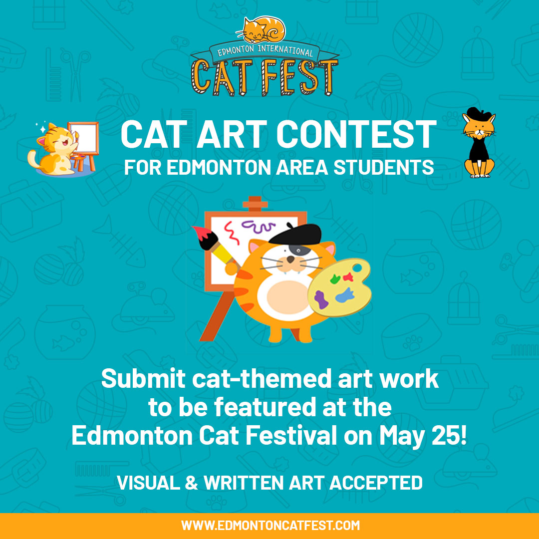 CALLING ALL EDMONTON SCHOOLS AND STUDENTS –  You’re invited to purrticipate in our #YEGCatFest Cat Art Contest. Submitted works will be displayed at the festival and artists have a chance to win prizes! 

SEE FULL CONTEST DETAILS:
edmontoncatfest.com/purrticipate-i…

#yeg #yegarts #yegcats