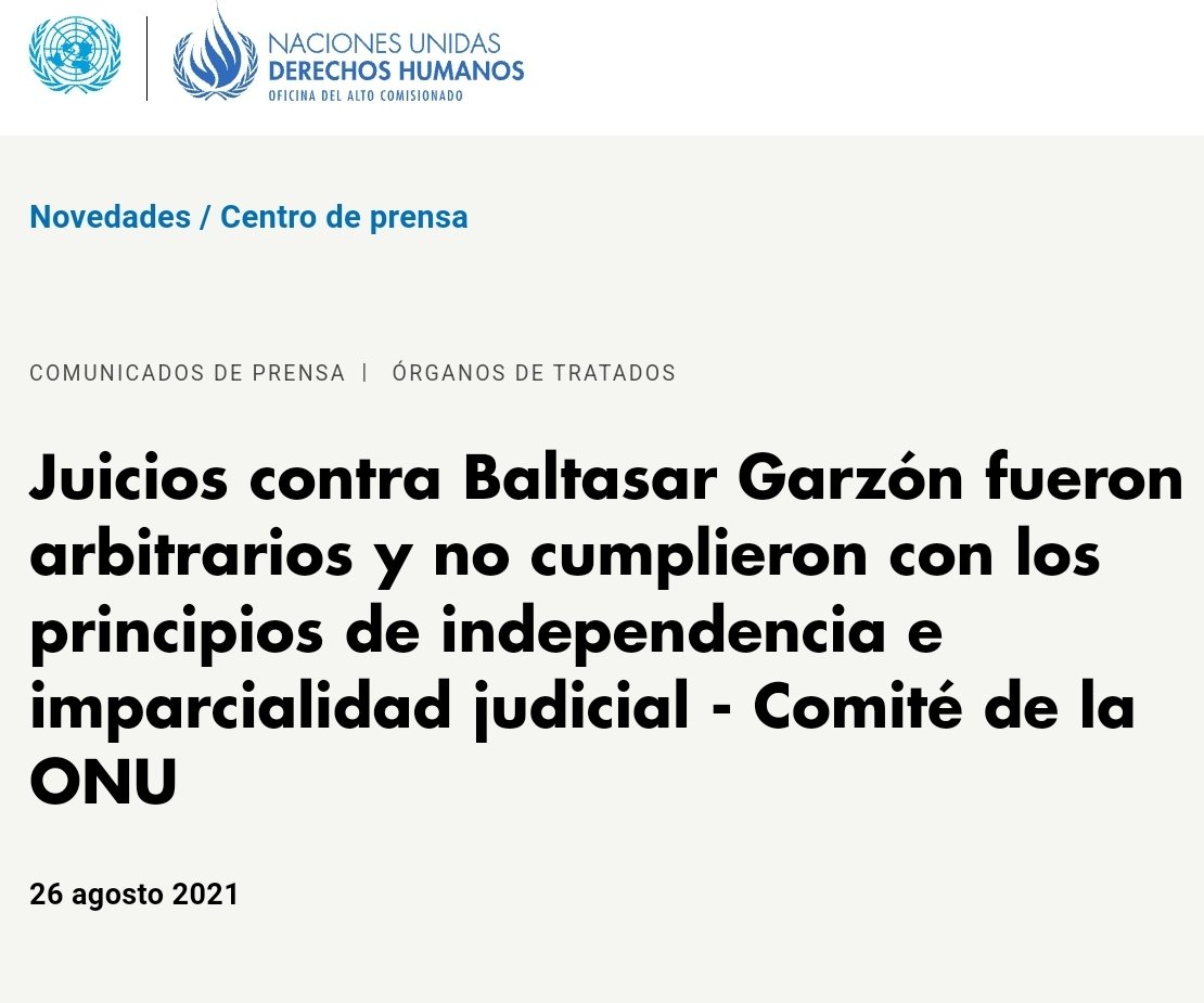Baltasar Garzón. 
A alguno se os ha caído esto
HEMEROTECA 

GINEBRA (26de agosto de 2021) – Los juicios contra el ex juez español Baltasar Garzón por los casos Franquismo y Gürtel fueron arbitrarios y no cumplieron con los principios de independencia e imparcialidad judicial,