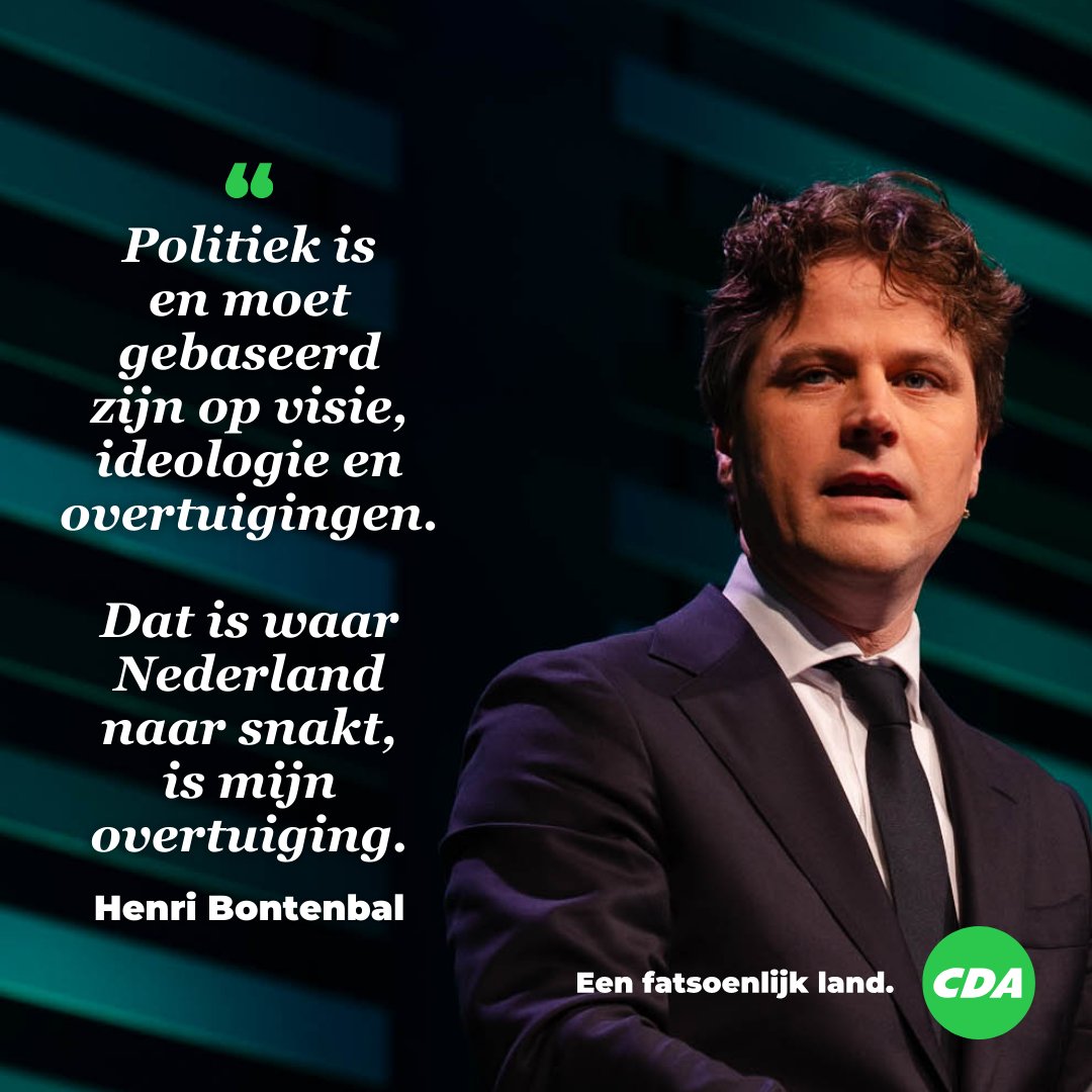 "Politiek is en moet gebaseerd zijn op visie, ideologie en overtuigingen. Dat is waar Nederland naar snakt, is mijn overtuiging. En dat is wat het #CDA behoort te zijn. Dat is de koers waar ik zelf hartstochtelijk in geloof."

<a href="/HenriBontenbal/">Henri Bontenbal</a> op het #CDAcongres. 🇳🇱