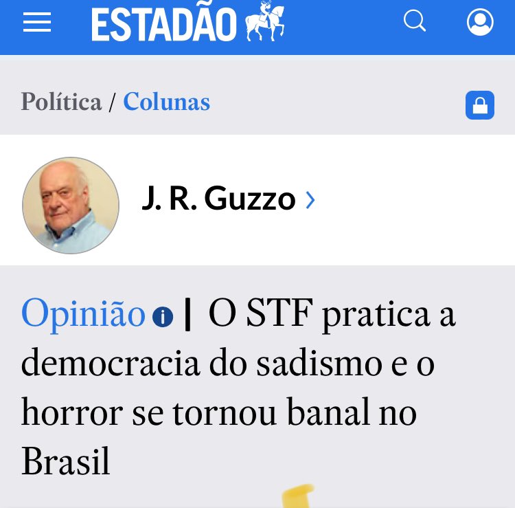 Por J.R. Guzzo 23/03/2024 “O Supremo Tribunal Federal, a quem a Constituição impõe a obrigação de funcionar como o protetor máximo das leis no Brasil, tornou-se uma infâmia mundial. Não se trata de um ponto de vista, ou de desagrado em relação às decisões do STF, como os