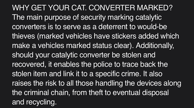 WHY GET YOUR CAT. CONVERTER MARKED? ⬇️⬇️⬇️