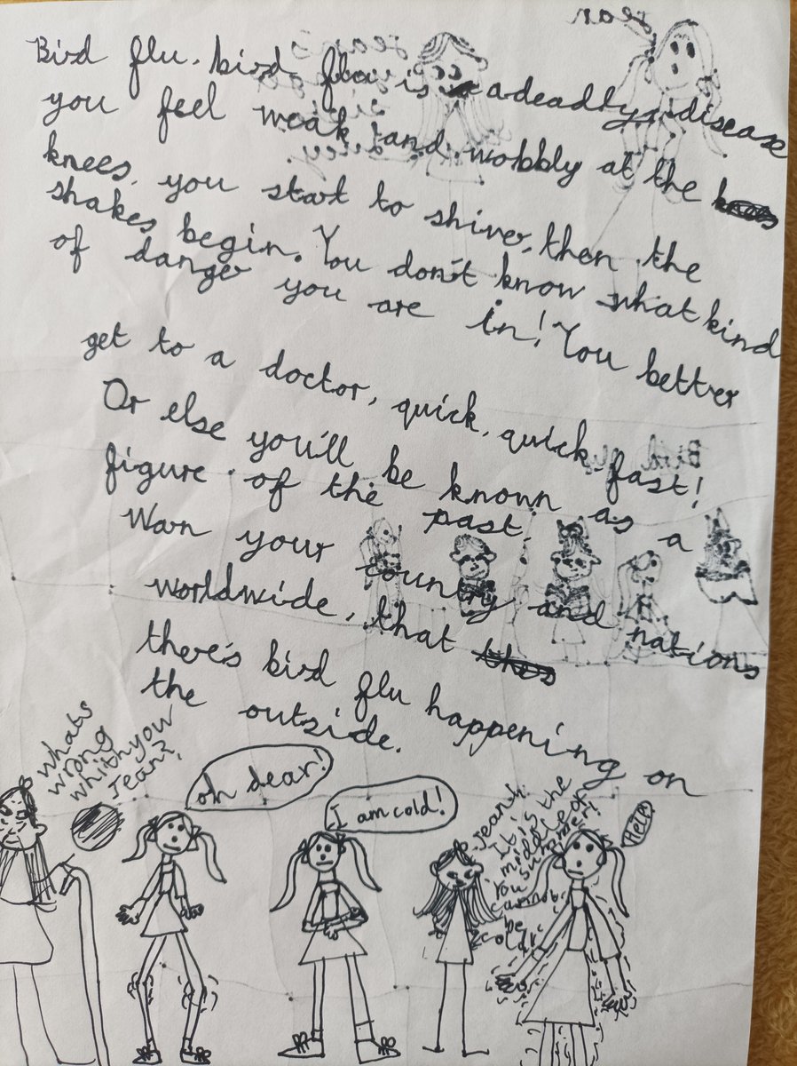 @GroveLab This made me smile because I kept a piece of Charlotte's work too 😊 I think she would have been about 8 and at the start of her 'banging on about viruses' phase. (Shared with Charlotte's permission)