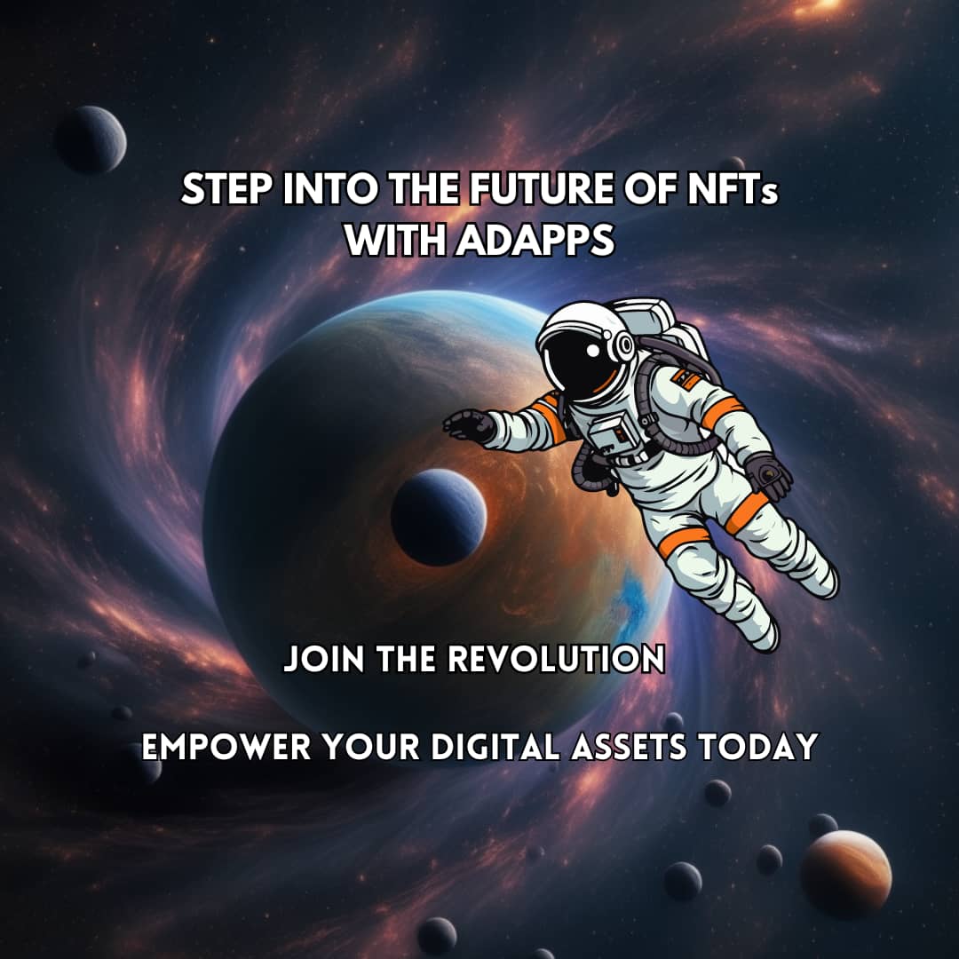 adappsTWT's tweet photo. Step into the future of NFTs with Adapps.
Seamlessly manage, trade, and charge your digital assets with minimal fees and earn rewards rewards.
Empower yourself in the digital domain with Adapps where innovation meets convenience.
#Adapps #NFTs #DigitalTransformation #crypto #blockchain #ETH