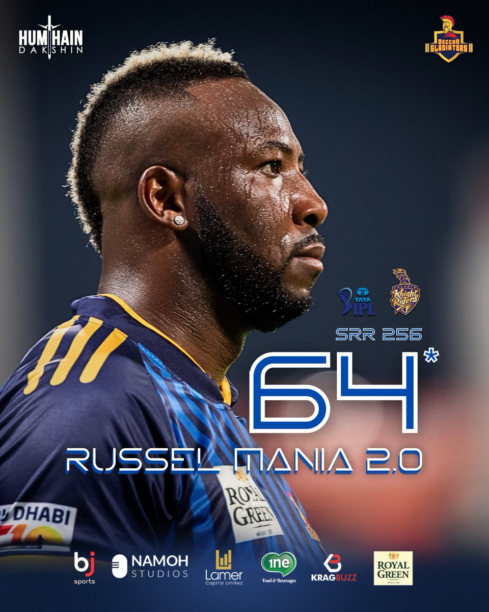 Welcome to Russell Mania 2.0 💥 A match-winning knock feat. 7 massive Sixes by our #Gladiator in the #TATAIPL #DakshinKiDahaad #HumHaiDakshin #CricketsFastestFormat #AbuDhabiT10 #AndreRussell #DreRuss @KKRiders @IPL @Russell12A