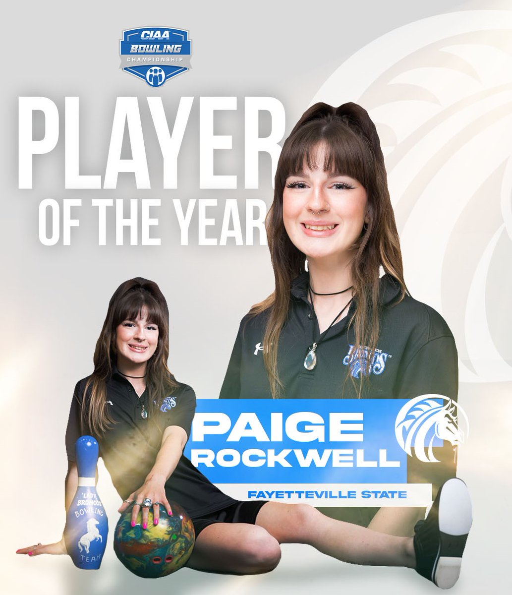 A huge CONGRATULATIONS to our Bronco Bowler, Paige Rockwell, the 2023-24 CIAA Player of the Year for Bowling!! 🎉