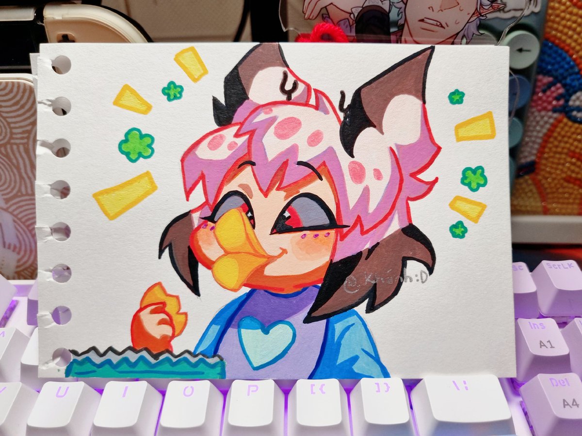 Hehe :DD Traditional Art!
I'm using acrylic markers btw
--
🦆
#myart #Bonbon #Radiodust #HazbinHotel  #HazbinHotelOC