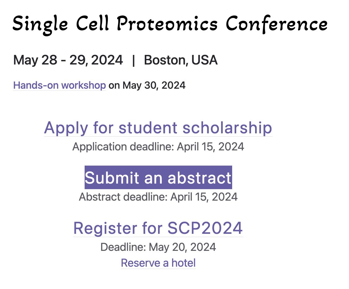 5 days until the deadlines for abstracts & scholarships for @SCP_meeting. single-cell.net/proteomics/scp…