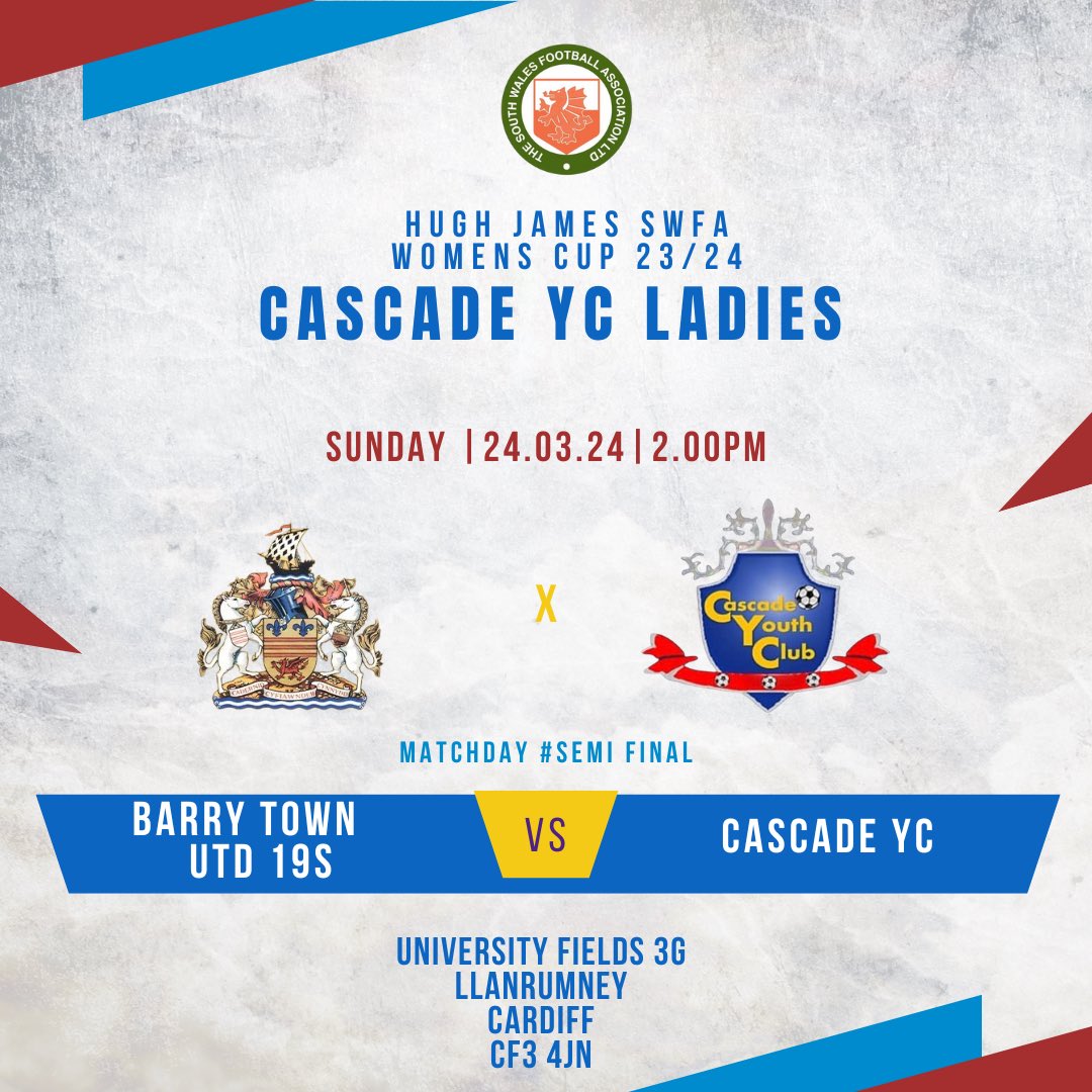 We are on the road tomorrow as we take on @btuwomenfc 19s in the High James @SouthWalesFA Women’s Cup Semi Final! #UpTheCade 💙❤️