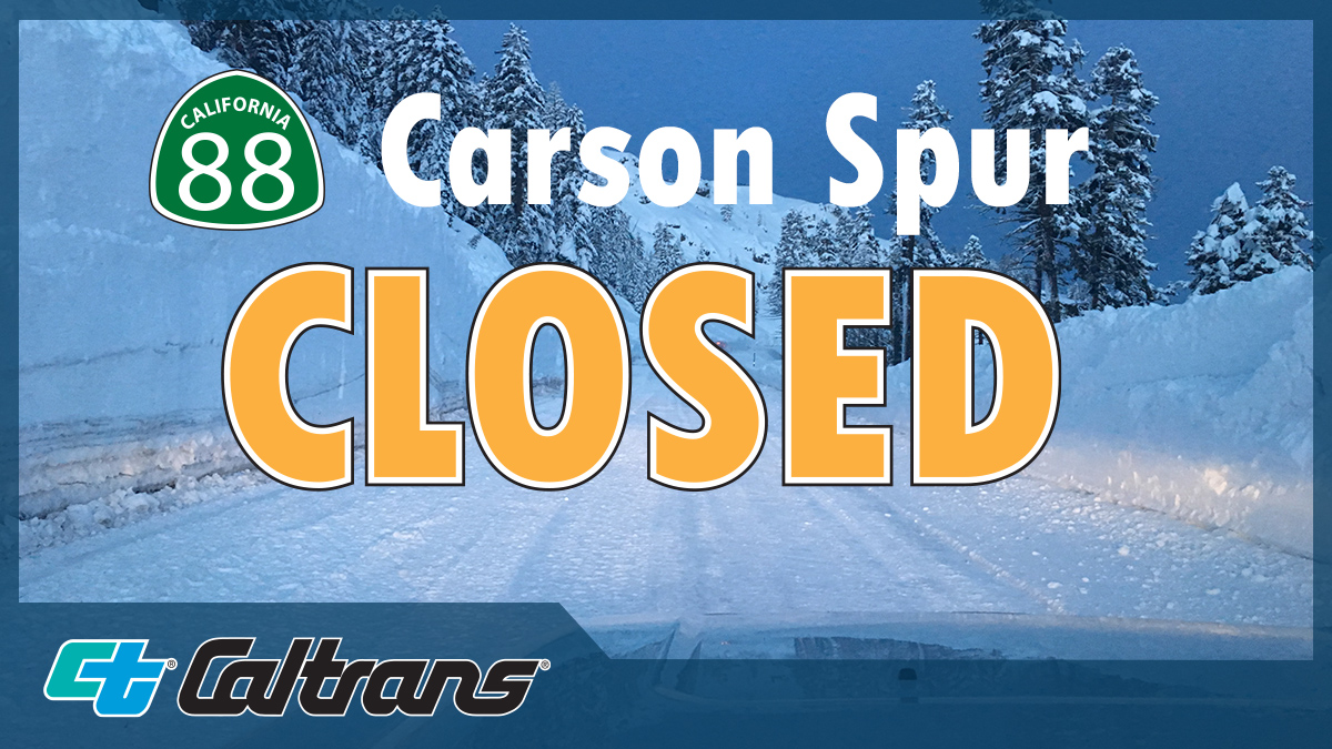 CaltransDist10's tweet photo. #TrafficAlert #AmadorCounty SR-88 #CarsonSpur closed in both directions due to heavy snow and unsafe conditions. No ETO at this time. Always use https://t.co/sgfT02reme for the most current traffic & road closure information. https://t.co/P0cwnBF4yX