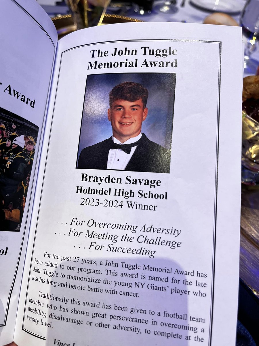 Genuinely, one of the best moments I've had as a HC. <a href="/BraydenSavage10/">Brayden Savage</a> was recently awarded the John Tuggle Award for perseverance in the face of adversity. 

In front of a packed room- Brayden was given a standing ovation for his story. 

Congratulations to you and your family!!