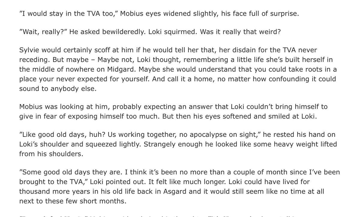 rumblebeeart's tweet image. archiveofourown.org/works/54379429 
Posted a new chapter to my #lokius fic! In this one Mobius takes a vigorous stroll through the Void and encounters a familiar face, and Loki decorates his kingdom