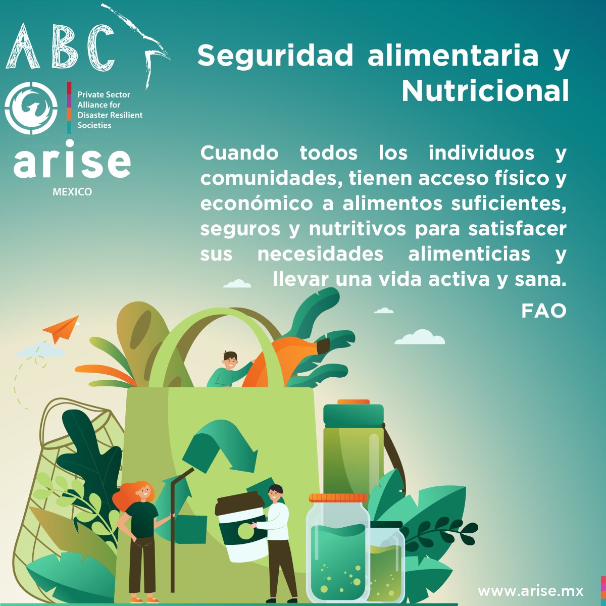 #ABCARISEMx 🥗La Seguridad Alimentaria es uno de los derechos fundamentales, junto con el derecho de toda persona a no padecer hambre. Los alimentos sanos y nutritivos, también deben culturalmente aceptables y de producción sostenible🍞🫘🌽 Fuente: FAO #MeEnresilienta #HambreCero