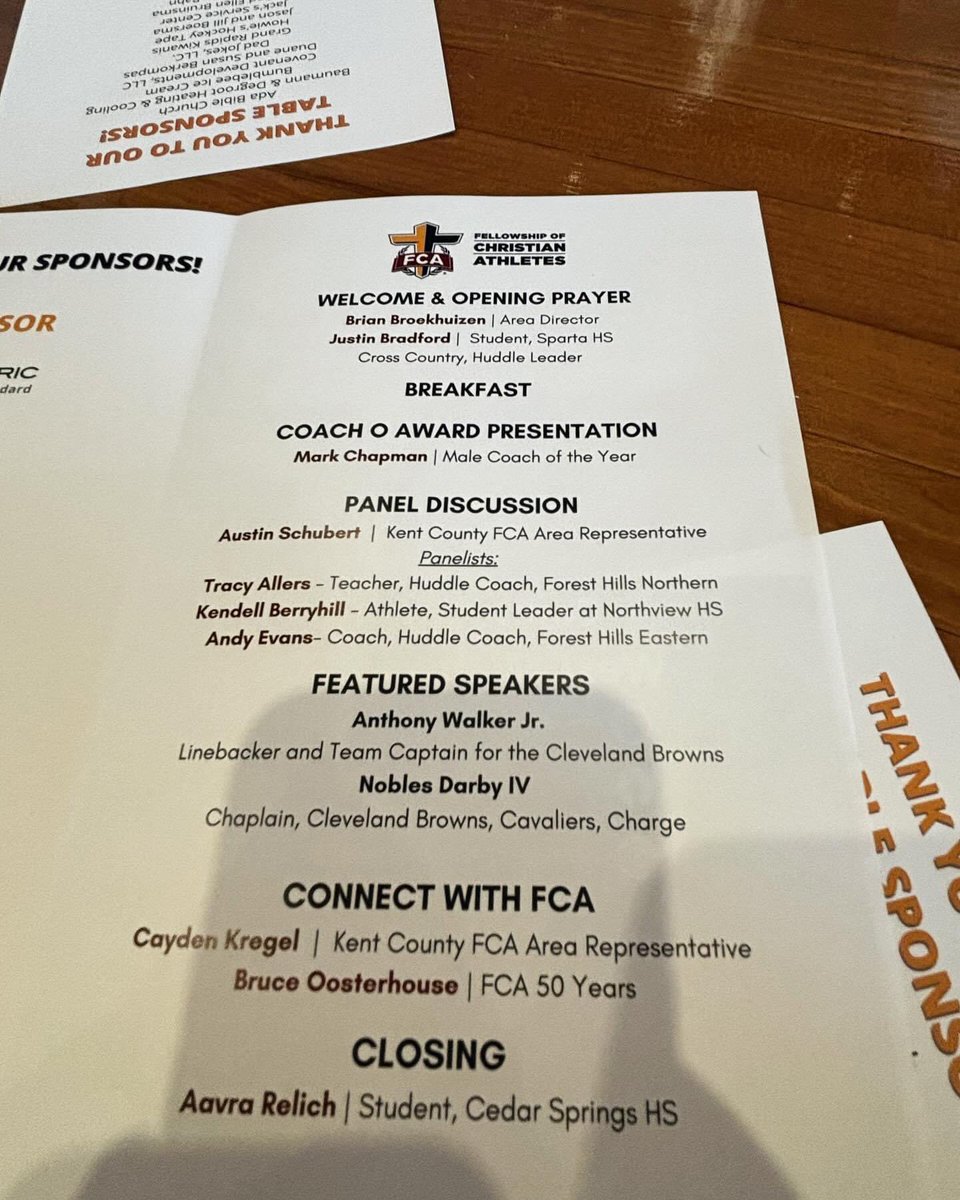 RoskampTim's tweet image. A great morning at the FCA Breakfast with almost 30 Sparta Athletes! Bonus, our own Coach Chaps was awarded the Coach O Award!!