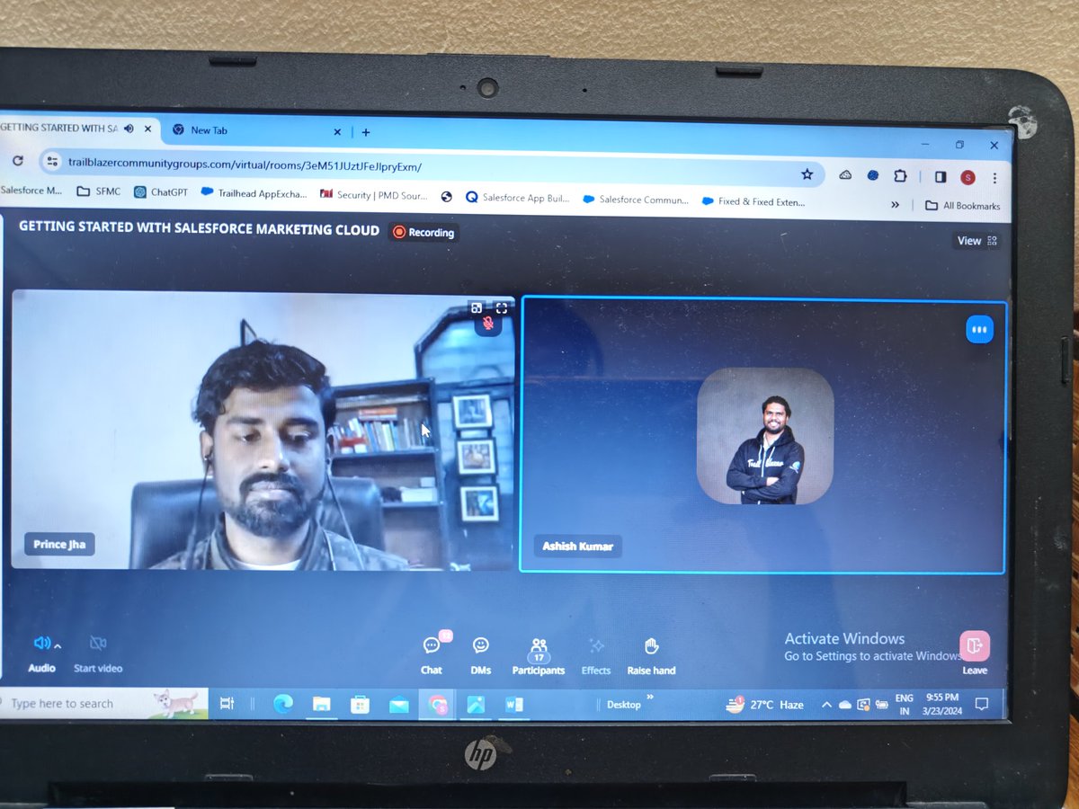 And it was the end of first session on SFMC by @PrinceJhaG @madhukar_ashish 
#trailhead #trailblazercommunity
#salesforce #BAM #MarketingCloud