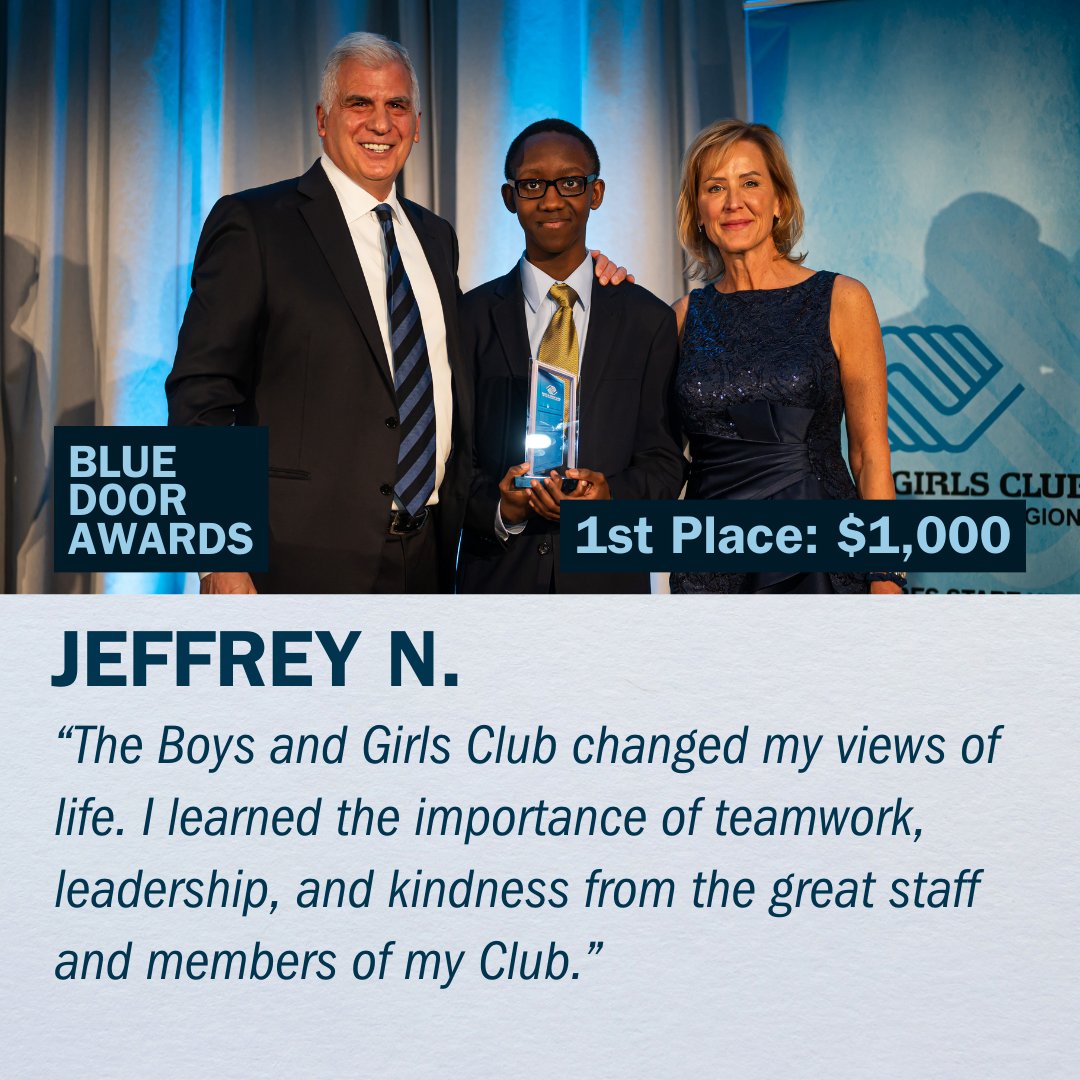 Our 1st place #BGCPPR Blue Door Award and a $1,000 dollar scholarship goes to Jeffrey N. from the El Pomar Club! Jeffrey continues to make waves this year, also earning the 2024 local Youth of the Year title. Join us in congratulating Jeffrey on another achievement well-earned!