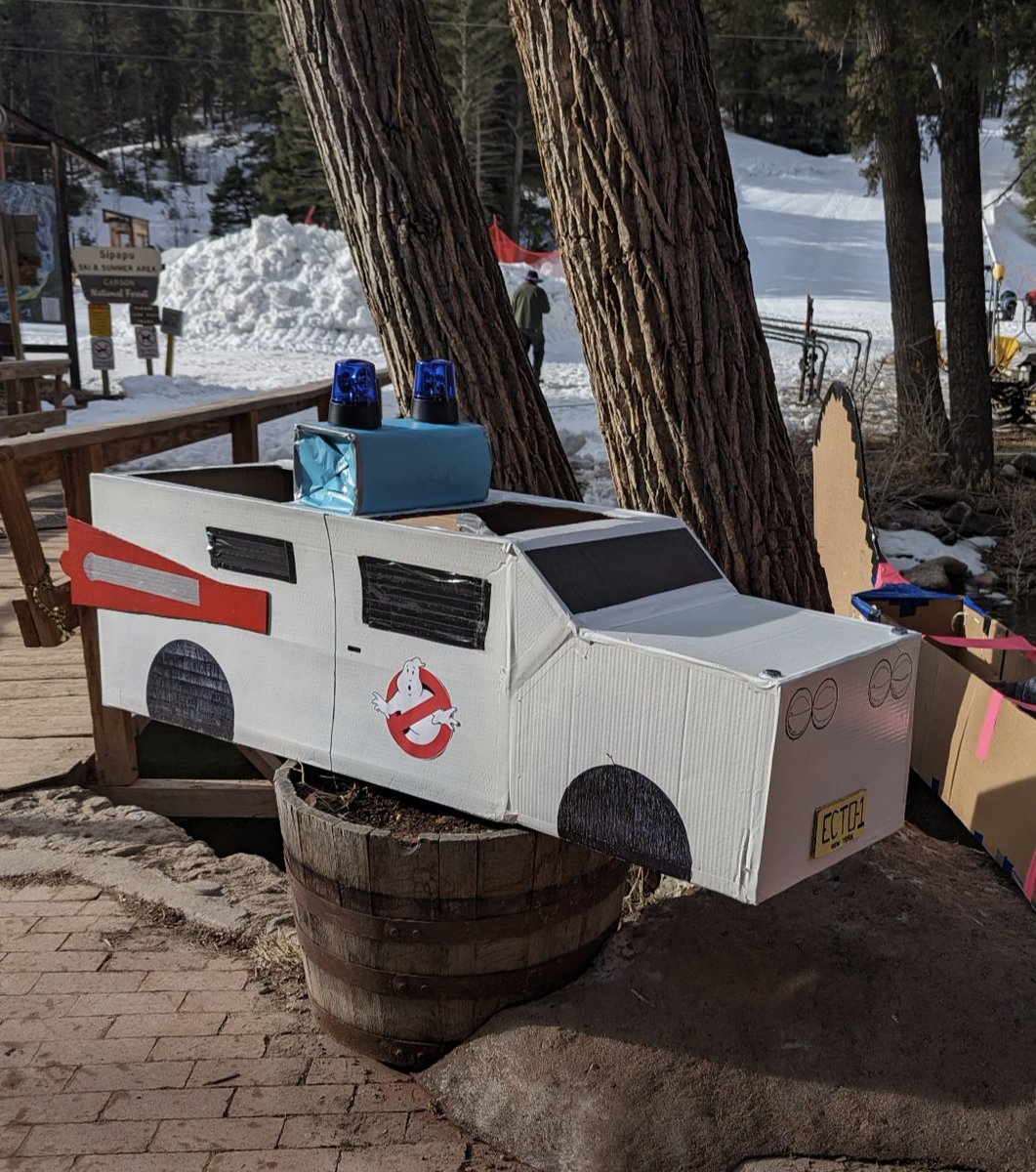 First snow cardboard derby! Ecto 1