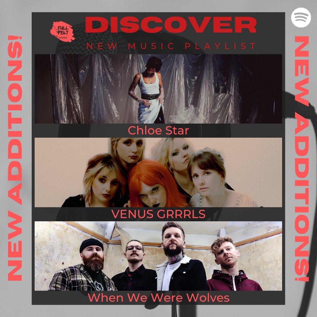 NEW ADDITIONS to our 'Discover' New Music Playlist!

#chloestar - 'Wasted Youth'
@VENUSGRRRLS - 'Bloodsick'
@W4Official_ - 'Hate Yourself'

Listen, Follow & Discover your new favourite act 👇

tinyurl.com/5n748y5k