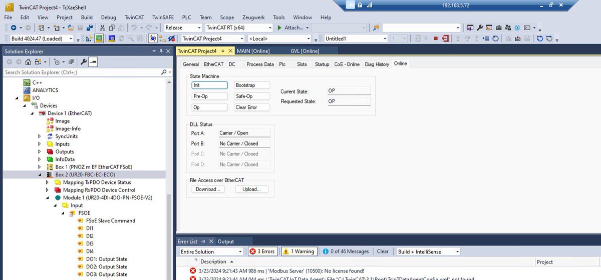 3threes2's tweet image. とりあえず #pilz #fsoe master #twincat3 #weidmueller fsoe slave が立ち上げた

#ethercat  
おやすみなさいー