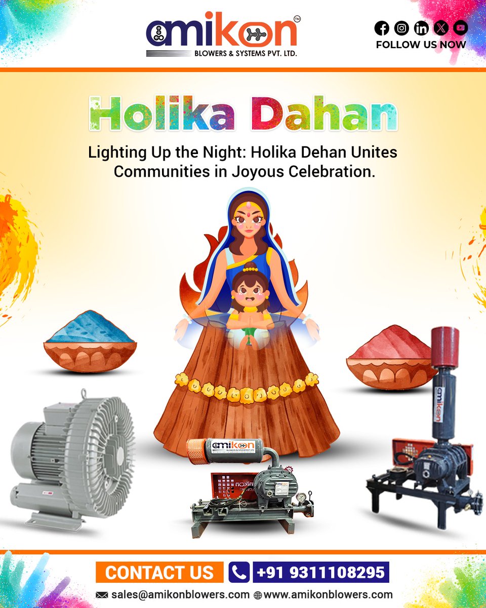 Happy Holi Dahan!
 
As we light the Holi pyre, let go of all negativity and embrace the beauty of new beginnings! 
 .
 .
 .
 #HoliDahan #HoliWishes #FestivalSeason #HoliCelebration #BoostedPerformance #EfficientAirflow #RotaryBlowers #EngineeringSolutions #PrecisionMachinery