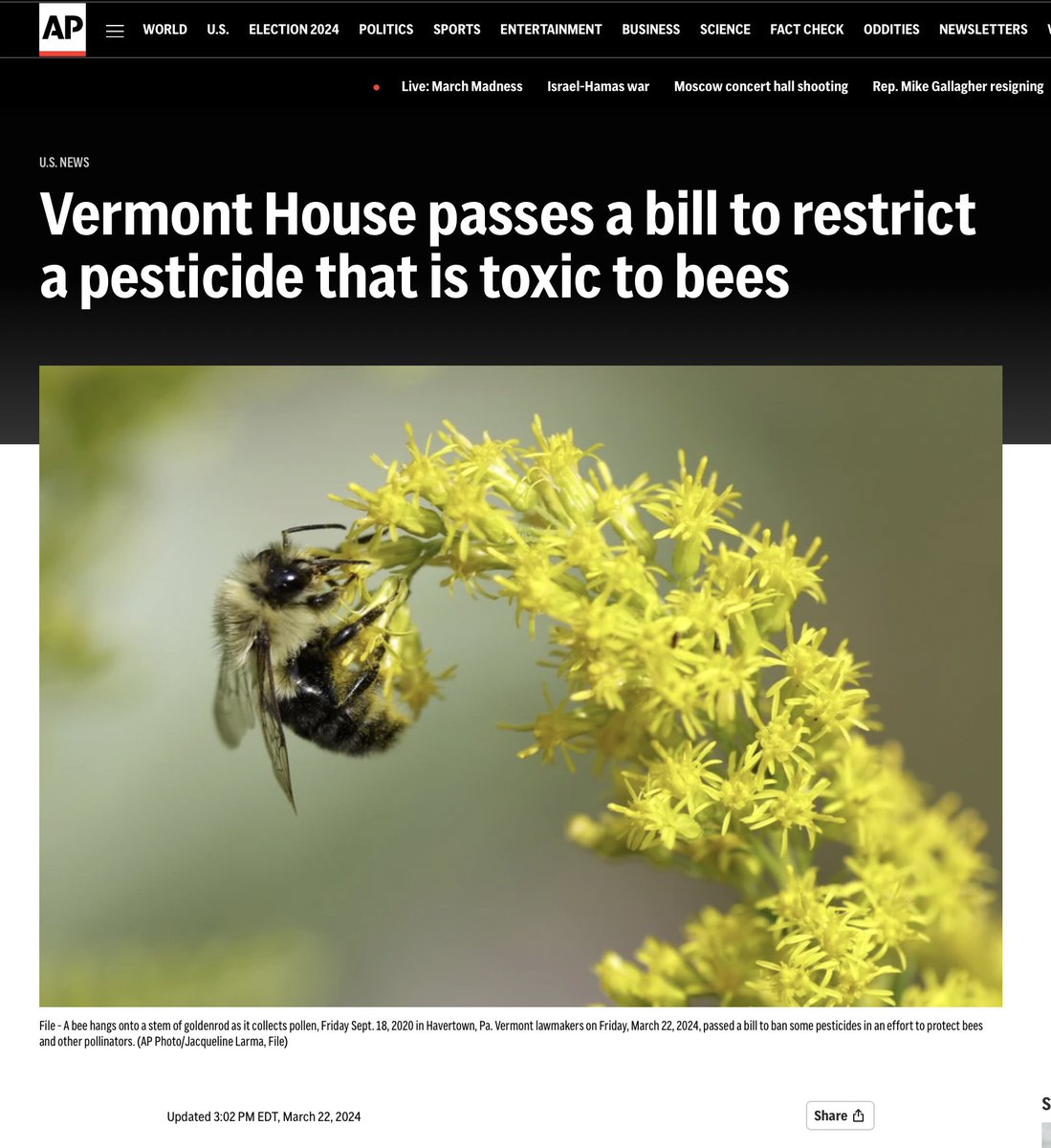 Some points on Vermont's junk science-fueled effort to ban neonic insecticides:

1. Neonic insecticides harm nothing when used according to directions. eurekalert.org/news-releases/…

2. 'Research blaming neonics for the decline in honeybees has been called into question by a leaked