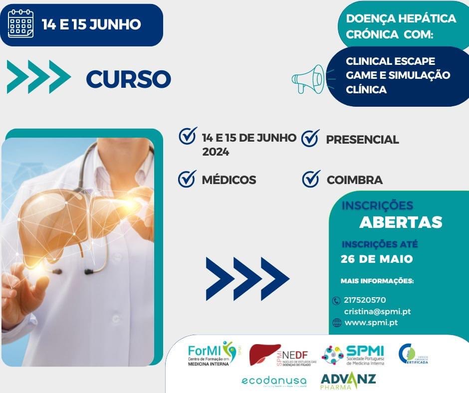 NEDFigado's tweet photo. Estão abertas as inscrições para o curso "Curso Doença Hepática Crónica – Clinical Escape Game e Simulação Clínica" que promete oferecer uma experiência única aos participantes.

O curso realiza-se dias 🗓14 e 15 de junho em Coimbra. https://t.co/Oz0EPMaH4I