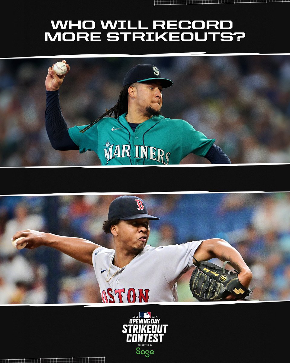 Will the Mariners or Red Sox throw more strikeouts on #OpeningDay? Make your picks through the Opening Day Strikeout Contest, presented by Sage 👉 atmlb.com/3Zj4l2M