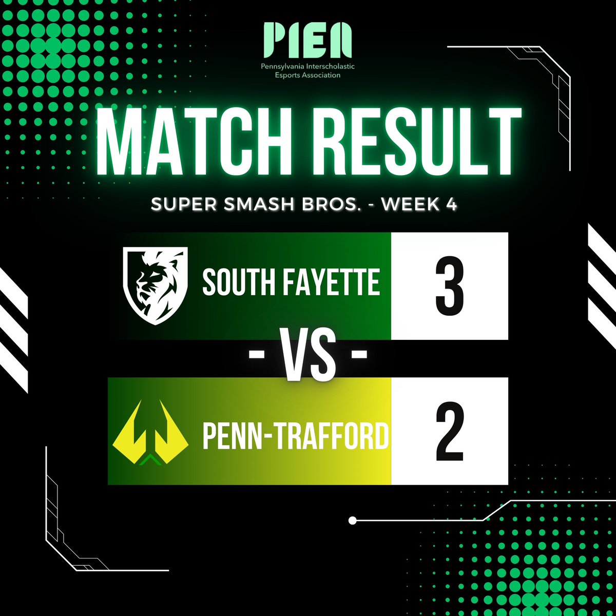 Congrats to our HS Super Smash Bros. Team for a Week 4 victory over Penn-Trafford! 🎮👊 #SFLionPride #SFHSLionPride #Esports @PIEA_esports