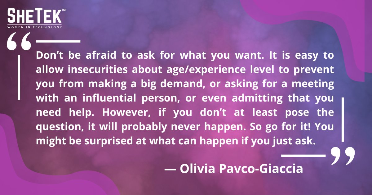 You never know what might happen if you just ask. #shetek #pamten #inspiringwomen #inspirationalquotes #dontbeafraid #oliviapavcogiaccia