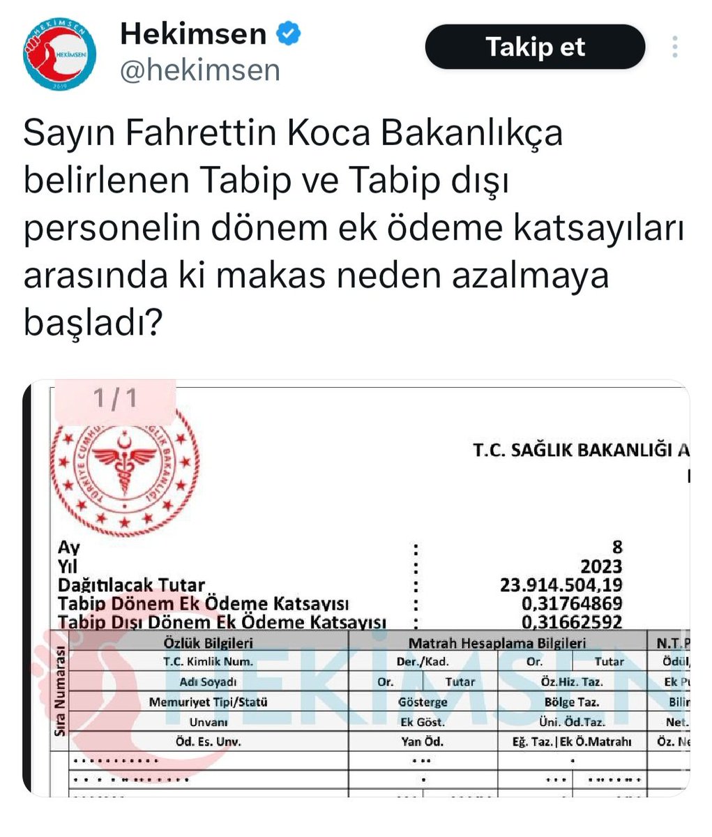 Katsayılardan mı konuşalım? Taban ek ödeme Sağlık hizmetleri sınıfı : 0,37 Sağlık lisansiyerleri : 0,32 Eczacı: 1,2 Pratisyen Hekim: 2,26 Uzman Hekim: 4,5 Yandal uzmanı: 9 Sayın Fahrettin Koca bakanlıkça belirlenen katsayılar arasındaki makas neden böyle @hepsen_2020