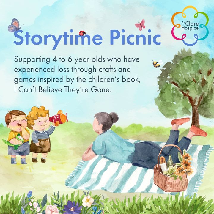 We're inviting #Bereaved children to enjoy a host of activities inspired by the children's book 'I Can't Believe They're Gone' at the St Clare Storytime Picnic. Thursday 4th April | FREE event | 10am - 1pm | St Clare Hospice Register your space(s) now: bit.ly/49HkRQa