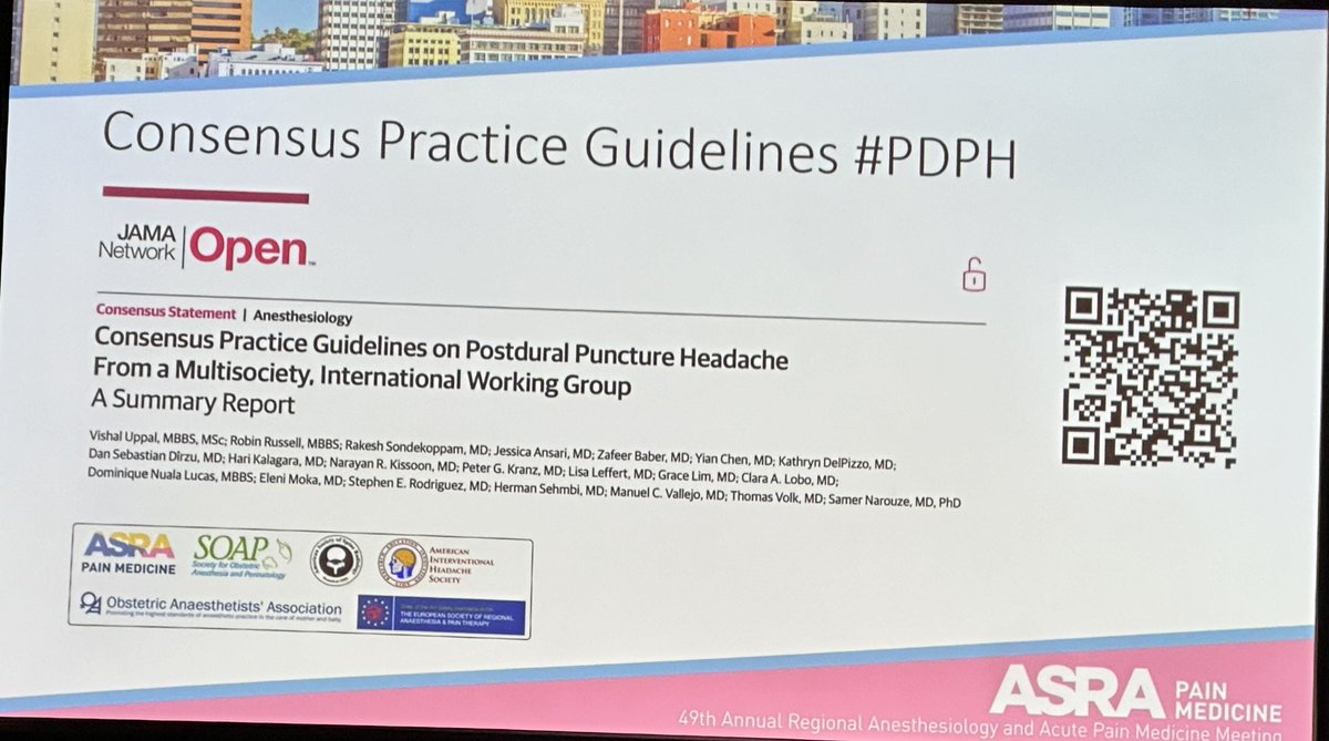 Look at the evidence of treating PDPH. A very informative session . #ASRASPRING24 @Ropivacaine @KiJinnChin @ASALifeline @ESRA_Society @IARS_Journals @JournalofClinAn