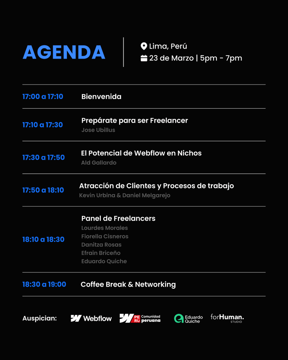 eduardoquicher's tweet photo. Nuestra Agenda de Hoy!!
Los vemos a las 5pm
@webflowperu @fio_cisneros @webflow
#eduardoquiche #nocodeperu #webflow #WebflowPerú #webflowperu #nocode #nocodelatam #webflowlatam https://t.co/Vl8bxDy9Oa