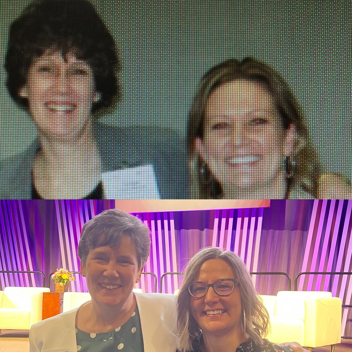 How it started ➡️ how it’s going! We love a good throwback - these photos of #hapc24 co-chair Holli Martinez and HPNA CEO @vab_marshall were taken in 2008 at Annual Assembly in Tampa and at this year’s event in Phoenix! 🎉🌵